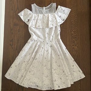 Girls white lace dress with coordinating mesh shrug size 3